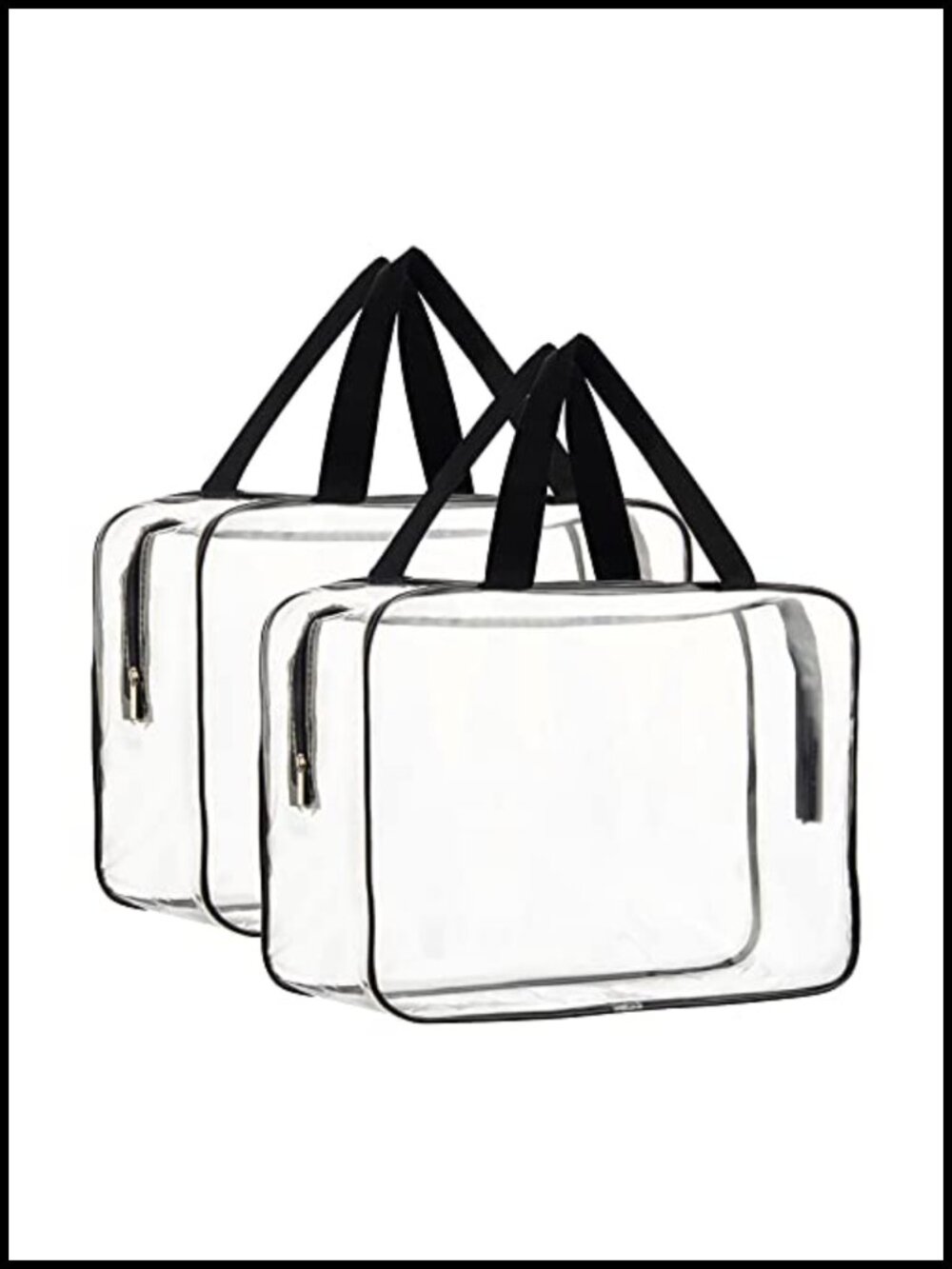 Clear PVC Cosmetic Bag Set 2pc Waterproof Zipper Travel Toiletry Tote